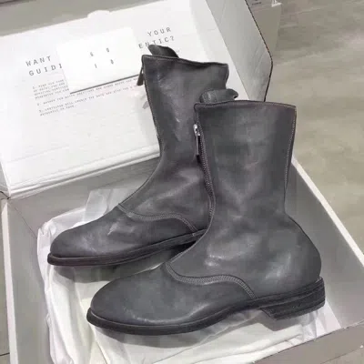 Guidi Front Zip Boots In Gray
