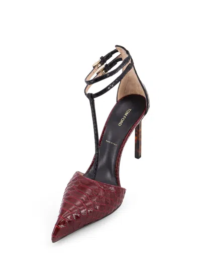 Tom Ford Stiletto Pumps Featuring Croc-embossed Texture In Red