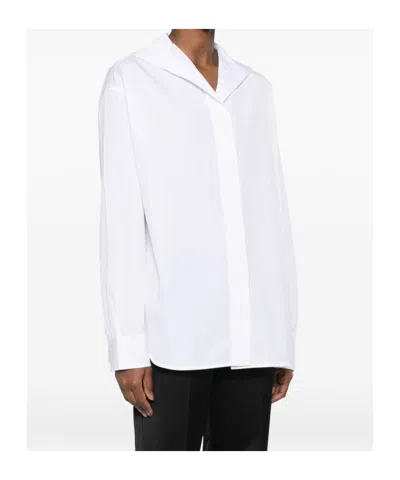 Totême Cotton Shirt Long Sleeves Curved Hem In White