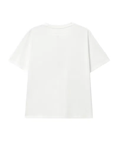 Mm6 Maison Margiela Logo Cotton Crew Neck Short Sleeve T-shirt In White