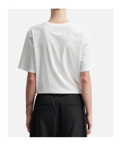 Mm6 Maison Margiela Logo Cotton Crew Neck Short Sleeve T-shirt In White