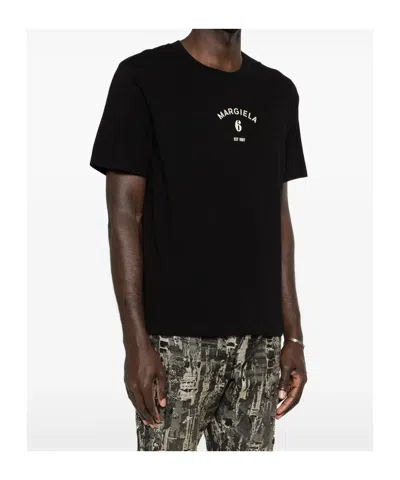 Mm6 Maison Margiela Signature Embroidered Logo Graphic T-shirt In Black
