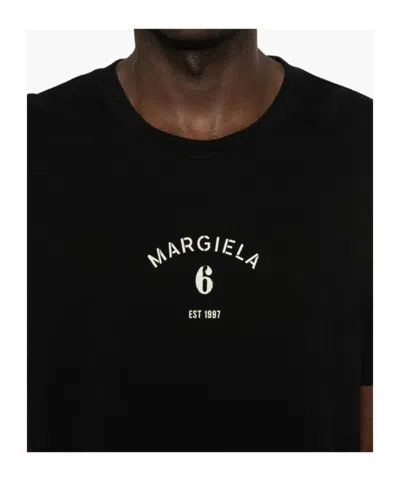 Mm6 Maison Margiela Signature Embroidered Logo Graphic T-shirt In Black