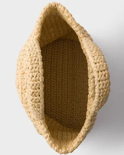 Prada Raffia Shoulder Bag Featuring Woven Texture In Neutral