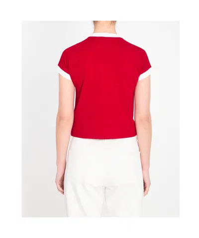 Versace Cotton V Neck Top Short Sleeves Buttons In Multi