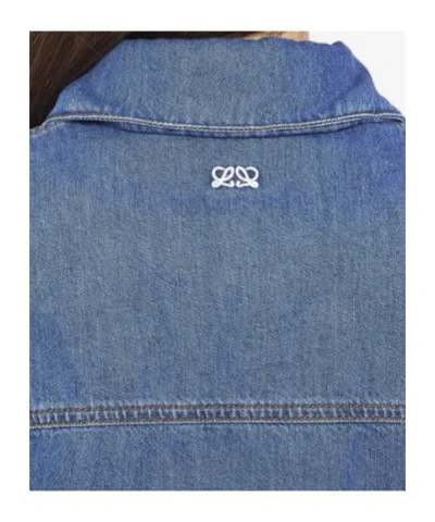 Loewe Cropped Denim Jacket With Wide Sleeves In Blue