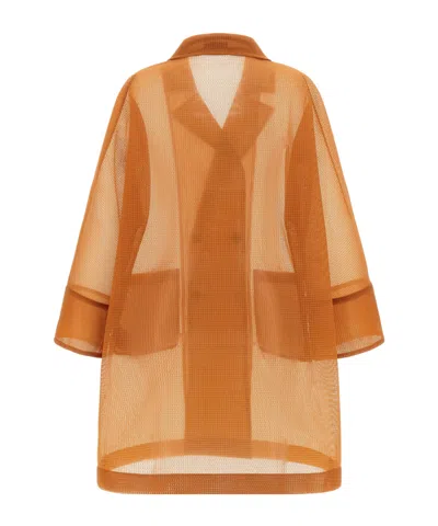 Herno Sheer Trench Coat Double Breasted Design In Brown