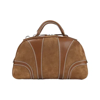 Dries Van Noten Leather-trimmed Suede Duffel Bag In Brown