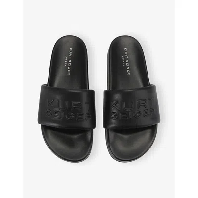 Kurt Geiger Stacked Logo-embossed Slides In Black