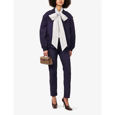 Blazé Milano Womens Nuit Charlie Oversized Suede Bomber Jacket In Purple