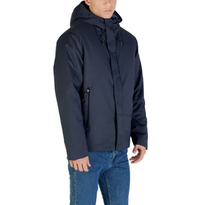 Ea7 Blue Polyester Coat In Blue