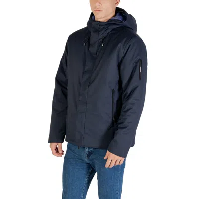 Ea7 Blue Polyester Coat In Blue