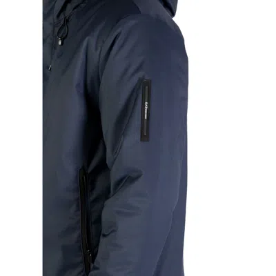Ea7 Blue Polyester Coat In Blue