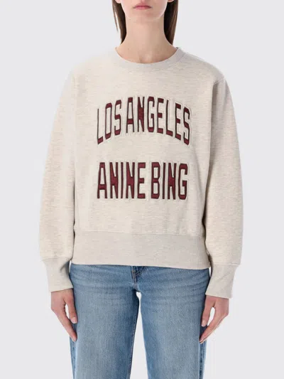 Anine Bing Womens Oatmeal Melange Harry Logo-embroidered Cotton Sweatshirt In White