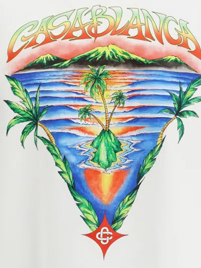 Casablanca Graphic Print Organic Cotton T-shirt With Ribbed Neckline In White