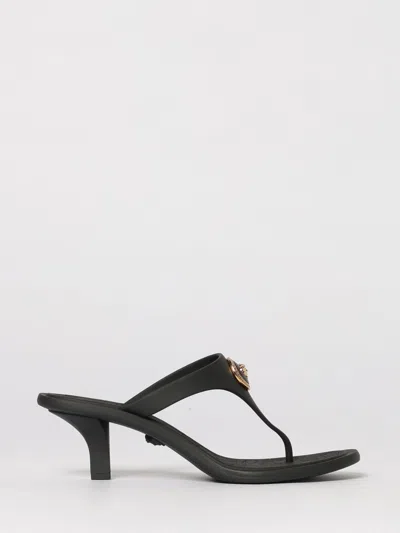 Versace Kitten Heel Thong Sandals With Medusa Detail In Black