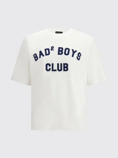 Dsquared2 Men White T-shirt With Logo Print On The Front In Cotton Man In White