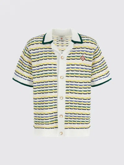 Casablanca Cotton Tuck Stitch Button-up Sweater In Multi