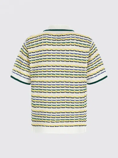 Casablanca Cotton Tuck Stitch Button-up Sweater In Multi