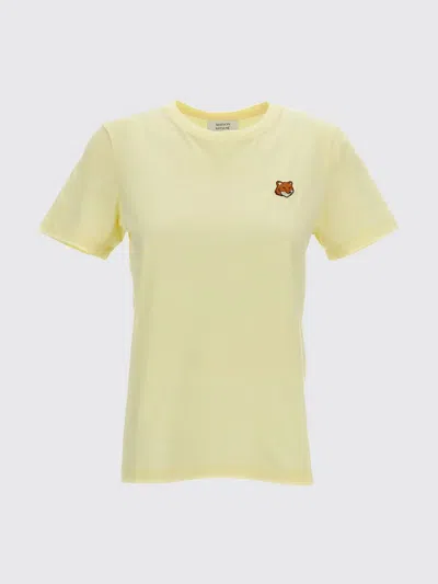 Maison Kitsuné Fox Head Regular T-shirt In Yellow