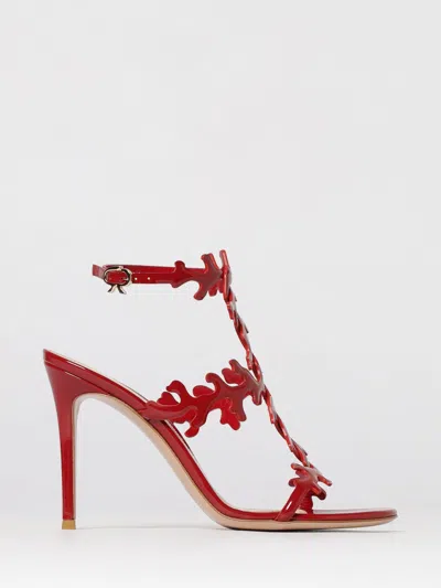 Gianvito Rossi Red Cut-out Ankle-strap Heels In Red