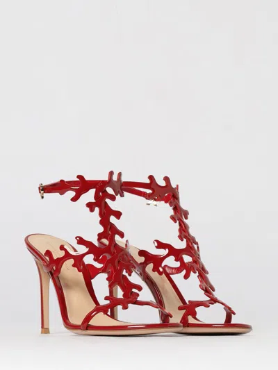 Gianvito Rossi Red Cut-out Ankle-strap Heels In Red