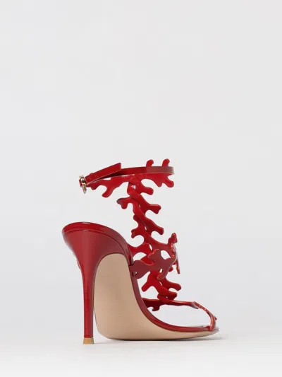 Gianvito Rossi Red Cut-out Ankle-strap Heels In Red