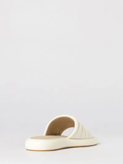 Pinko Fiona White Slides With Chunky Design And Love Birds Logo Plaque In Leather Woman