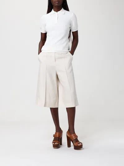 Max Mara Beige Linen Twill Mxmkaki Bermuda Shorts In Multi