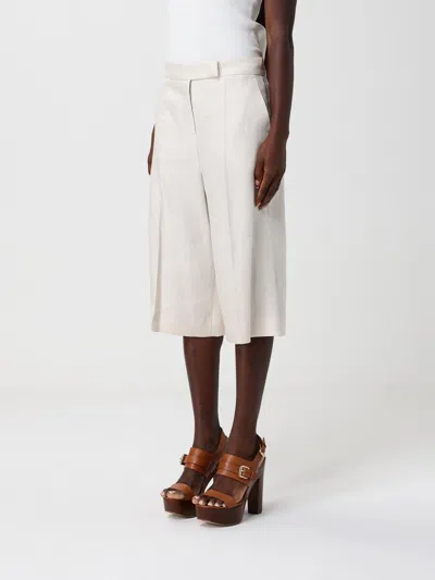 Max Mara Beige Linen Twill Mxmkaki Bermuda Shorts In Multi