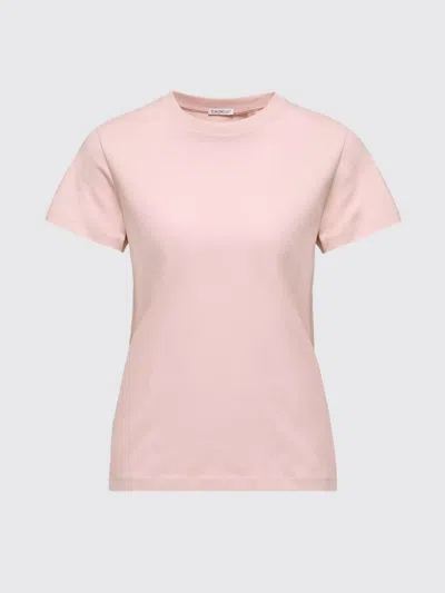 Moncler Cotton Ribbed Crewneck Short-sleeve T-shirt In Pink