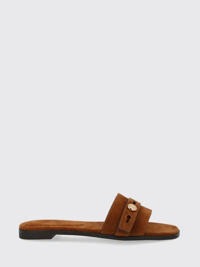 Tory Burch Romy Strap Button Slide In Brown