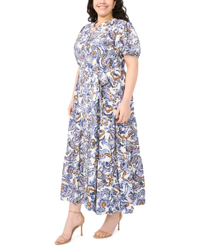 Msk Plus Size Split Neck Maxi Dress In Multi