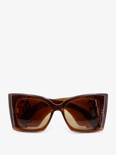 Saint Laurent Sl 572 Sunglasses With Geometrical Square Frames In Acetate And With Nylon Lenses In Burgundy