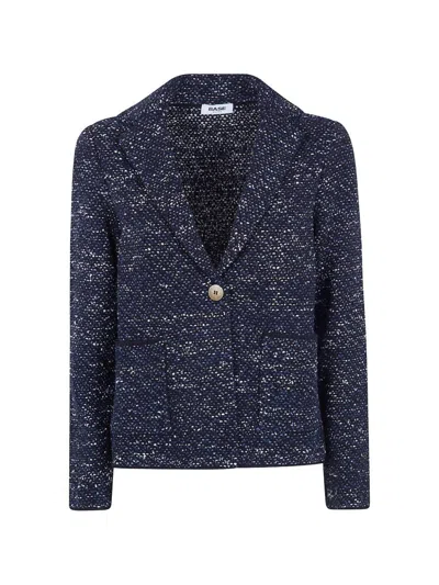 Base Cotton Blend Single-breasted Jacket In Blue