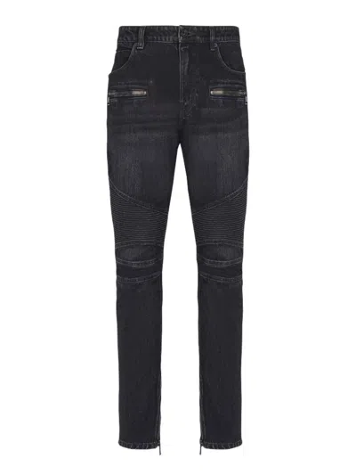 Balmain Straight Trousers Nylon Silk Belt Loops In Black