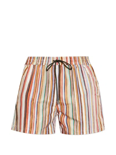 Paul Smith Straight-leg Mid-length Striped Recycled Swim Shorts In Multi