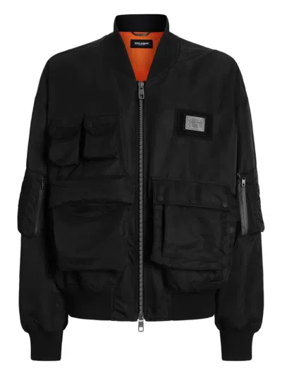 Dolce & Gabbana Multi-pocket Bomber Jacket In Black