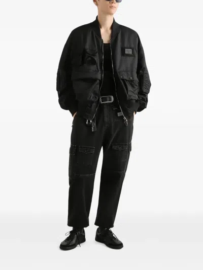 Dolce & Gabbana Multi-pocket Bomber Jacket In Black