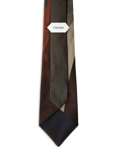 Versace Printed Jacquard Silk Tie In Multi