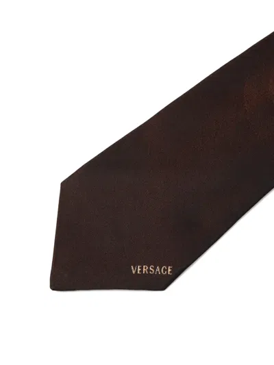 Versace Printed Jacquard Silk Tie In Multi