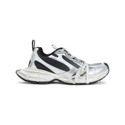 Balenciaga 3xl White Low Top Sneakers With Logo Detail In Tech Fabric Man In White