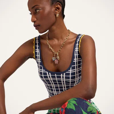 La Doublej Check Ribbed Top In Multi