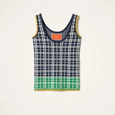 La Doublej Check Ribbed Top In Multi