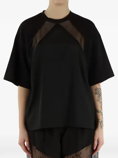 Pinko Mesh-panel T-shirt In Black