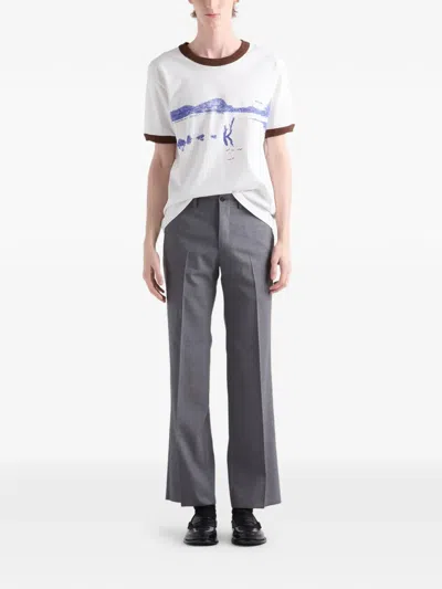 Prada Printed Cotton T-shirt In White