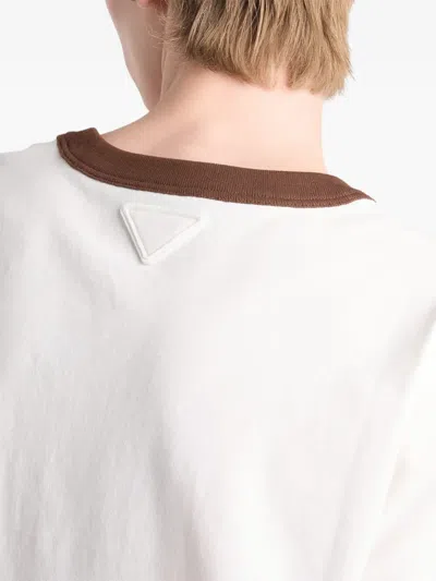 Prada Printed Cotton T-shirt In White