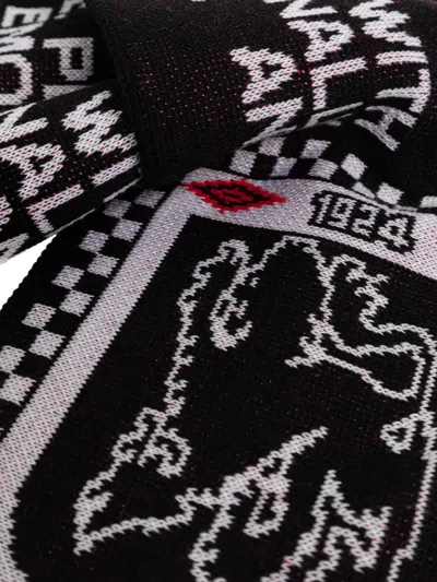 Umbro Fringed Patterned Scarf In Black