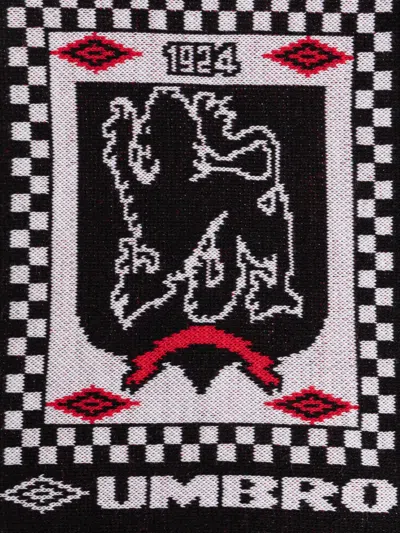 Umbro Fringed Patterned Scarf In Black