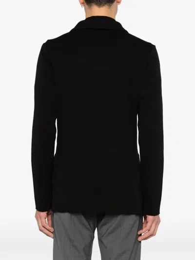 Lardini Double-breasted Black Tailored Jacket With Structured Lapel In Black